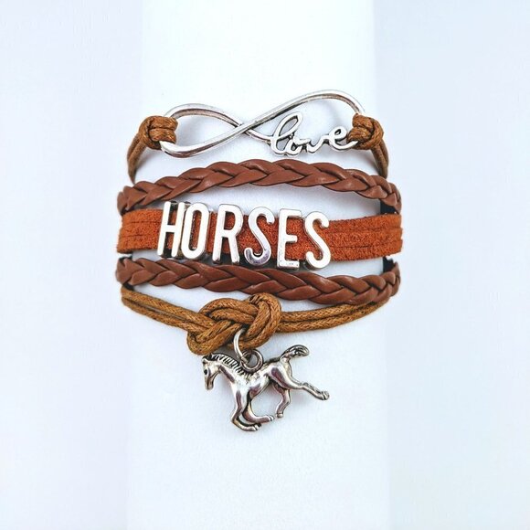 Horses Multi Strand Leather Bracelet - Picture 1 of 4